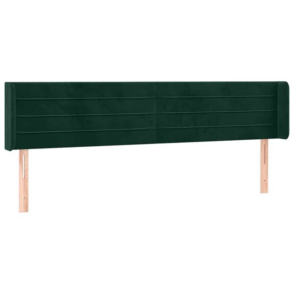 vidaXL Tăblie de pat cu aripioare verde &icirc;nchis 183x16x78/88 cm catifea