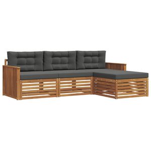 vidaXL Set de canapele de exterior 4 buc. Natural și Antracit