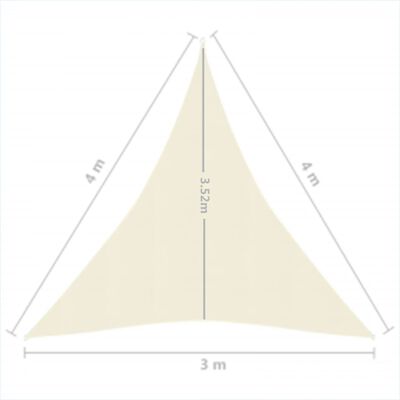 vidaXL Pânză parasolar, crem, 3x4x4 m, HDPE, 160 g/m²