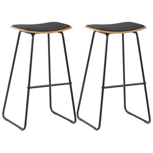 vidaXL Scaune de bar, 2 buc., negru, piele ecologică
