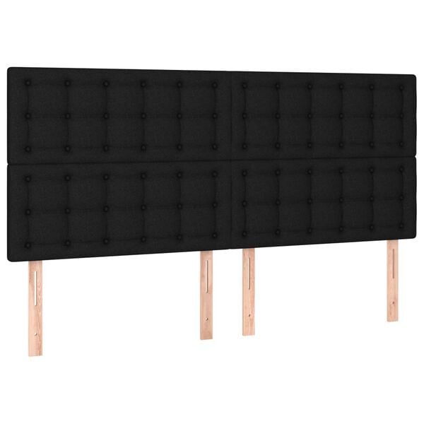 vidaXL Tăblie de pat cu LED, negru, 180x5x118/128 cm, textil