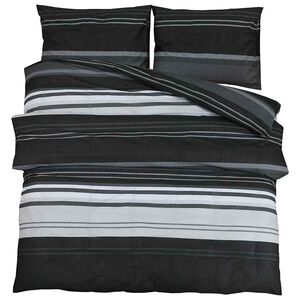 vidaXL Set cu husă de pilotă, dungi negre, 140x200 cm, bumbac
