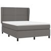 vidaXL Pat box spring cu saltea, gri, 140x190 cm, piele ecologică