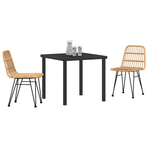 vidaXL Set de masă pentru grădină 5 pcs Maro Rattan poli