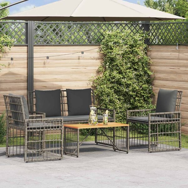 vidaXL Set de Mobilier pentru Exterior 4 pcs Negru și Gri &icirc;nchis