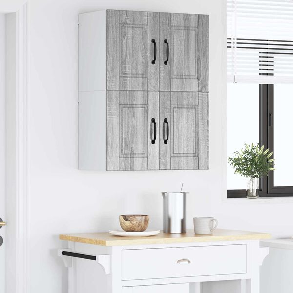 vidaXL Dulap de bucătărie cu raft 2 pcs Gri Sonoma 60 x 31 x 40 cm