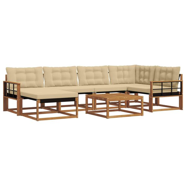 vidaXL Set de canapele de exterior cu pernă 19 pcs Natural și Bej