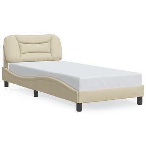 vidaXL Cadru de pat cu LED fără saltea Hvar cremă 80x200 cm țesătură