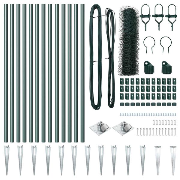 vidaXL St&acirc;lp de gard. Verde 25 x 0,6 m (plasă de 50 mm) Oțel și PVC