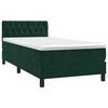 vidaXL Pat box spring cu saltea, verde &icirc;nchis, 90x200 cm, catifea