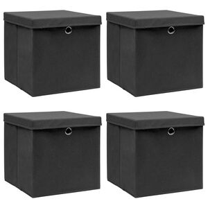 vidaXL Cutii depozitare cu capace, 4 buc. negru, 32x32x32 cm, textil