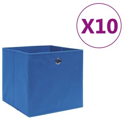 vidaXL Cutii depozitare 10 buc. albastru 28x28x28 cm material nețesut
