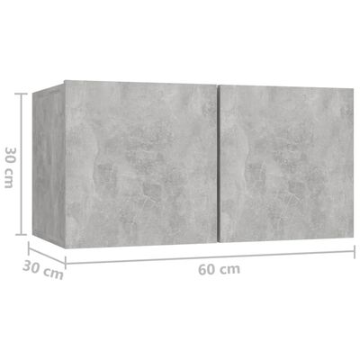 vidaXL Dulapuri TV suspendate, 2 buc., gri beton, 60x30x30 cm