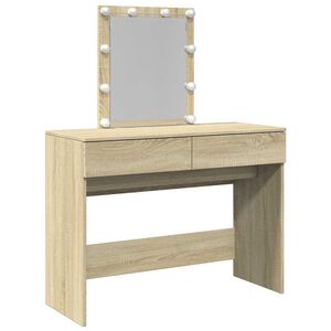 vidaXL Masă de toaletă cu LED, stejar sonoma, 100x40x130 cm