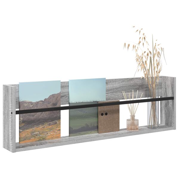 vidaXL Raft pentru reviste Gri Sonoma 100 x 12 x 30 cm Lemn compozit