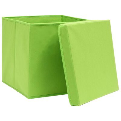 vidaXL Cutii depozitare cu capace, 10 buc., verde, 28x28x28 cm