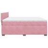 vidaXL Pat box spring cu saltea, roz, 200x200 cm, catifea
