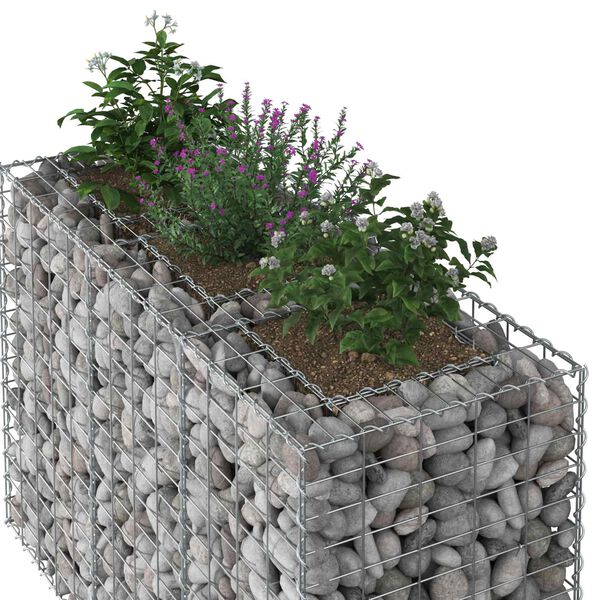 vidaXL Pat ridicat din gabion Argintiu 130 x 50 x 80 cm