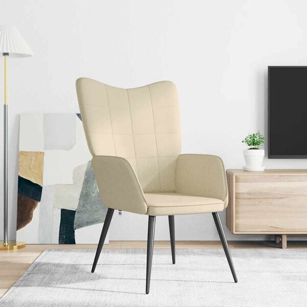 vidaXL Scaun de relaxare, crem, material textil