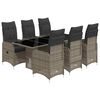 vidaXL Set bistro de grădină cu perne, 7 piese, gri, poliratan