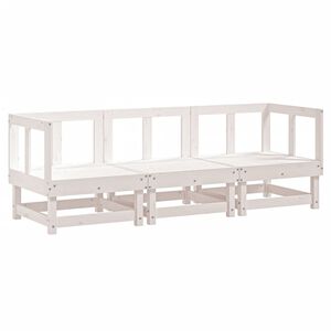 vidaXL Set mobilier de grădină, 3 piese, alb, lemn masiv de pin