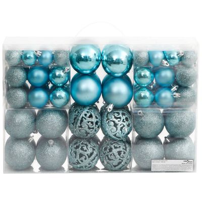 vidaXL Globuri de Crăciun, 100 buc., turcoaz, 3 / 4 / 6 cm