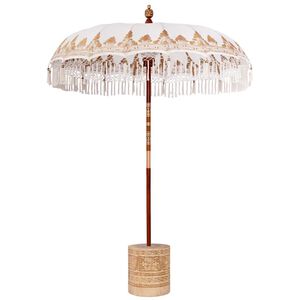 vidaXL Umbrela balineză cu bază Crem 185 x 185 x 260 cm