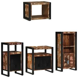 vidaXL Set de mobilier pentru baie 4 buc. Multicolor și negru