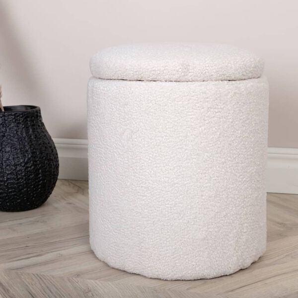 Venture Home Taburet &bdquo;Limpen&rdquo; 32x32x40 cm, alb, pluș