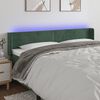vidaXL Tăblie de pat cu LED, verde &icirc;nchis, 203x16x78/88 cm, catifea