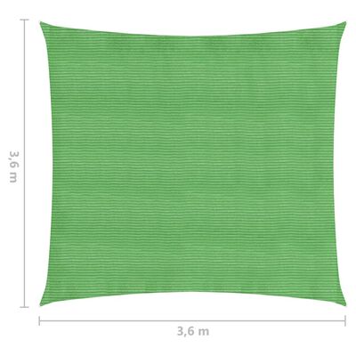 vidaXL Pânză parasolar, verde deschis, 3,6 x 3,6 m, HDPE, 160 g/m²