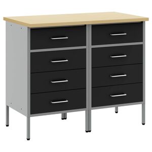 vidaXL Dulap de lucru cu sertar 2 buc. Negru și Gri 100 x 55 x 85 cm