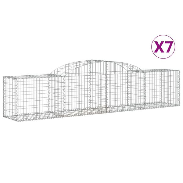 vidaXL Coșuri gabion arcuite 7 buc, 300x50x60/80 cm, fier galvanizat