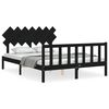 vidaXL Cadru de pat cu tăblie, negru, king size, lemn masiv