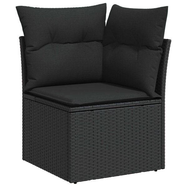 vidaXL Set de canapele pentru grădină 11 pcs Negru Rattan poli