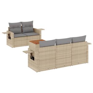 vidaXL Set canapele de grădină, 6 piese, cu perne, bej, poliratan