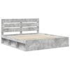vidaXL Cadru de pat cu headboard Beton 200 x 200 cm Lemn de pin masiv