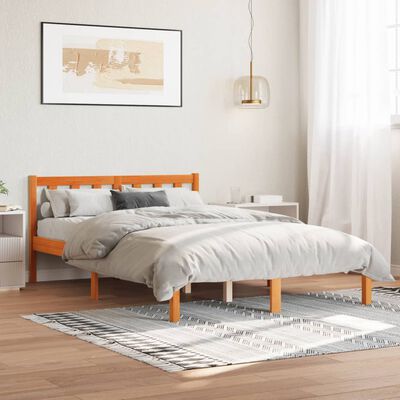 vidaXL Cadru de pat, maro ceruit, 140x190 cm, lemn masiv de pin