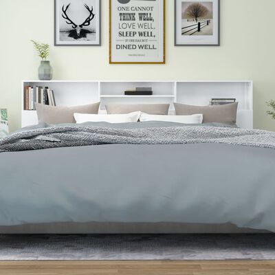 vidaXL Tăblie pat cu dulap, alb extralucios, 220x19x103,5 cm
