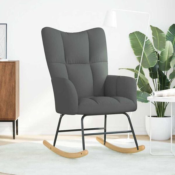 vidaXL Scaun balansoar, gri &icirc;nchis, material textil