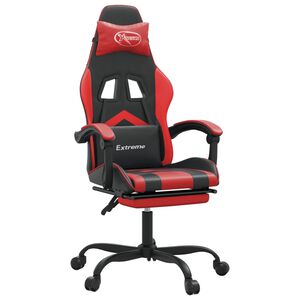 vidaXL Scaun de gaming pivotant/suport picioare negru/roșu piele eco