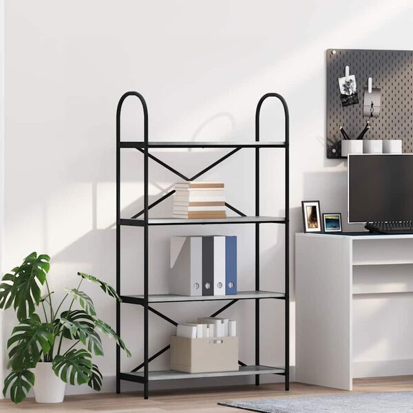 vidaXL Raft pentru cărți Gri Sonoma 80 x 30 x 146 cm Lemn compozit