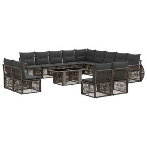 vidaXL Set de canapele pentru grădină 14 buc. Gri și gri &icirc;nchis