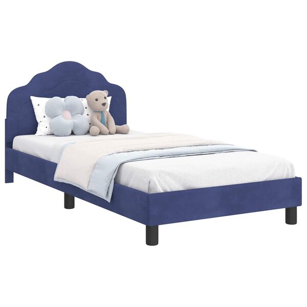 vidaXL Cadru de pat pentru copii cu spătar Albastru Poliție