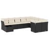 vidaXL Set canapele de grădină cu perne, 10 piese, negru, poliratan
