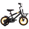 vidaXL Bicicletă copii cu suport frontal, negru și portocaliu, 12 inci