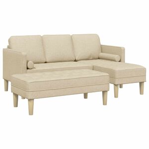 vidaXL Set de canapea 2 buc. Crem Poliester