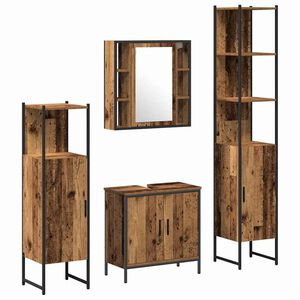 vidaXL Set de mobilier pentru baie 4 buc. Maro 33 x 33 x 185,5 cm