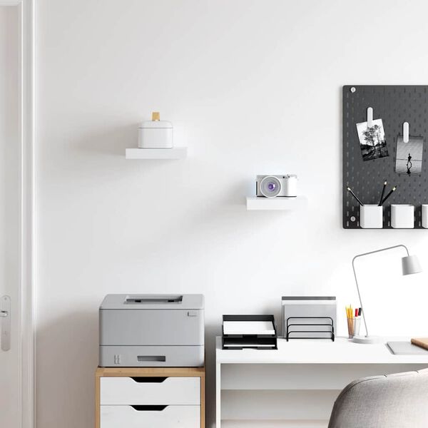 vidaXL Rafturi de perete suspendate, 2 buc., alb, 23x23,5x3,8 cm, MDF