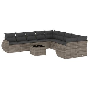 vidaXL Set canapele de grădină cu perne, 11 piese, gri, poliratan